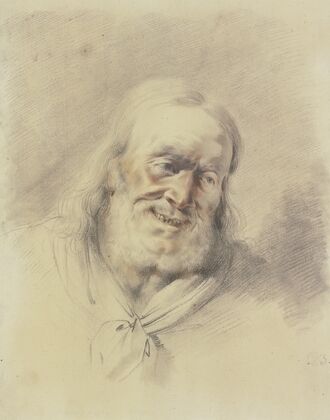 Head of a laughing old man