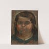 Head of a little girl in a blue dress by Tadeusz Makowski