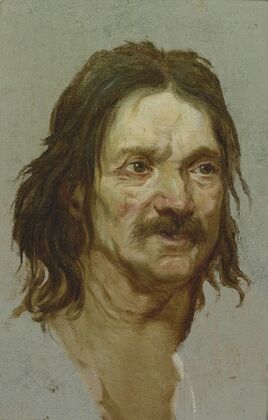 Head of a man with a moustache