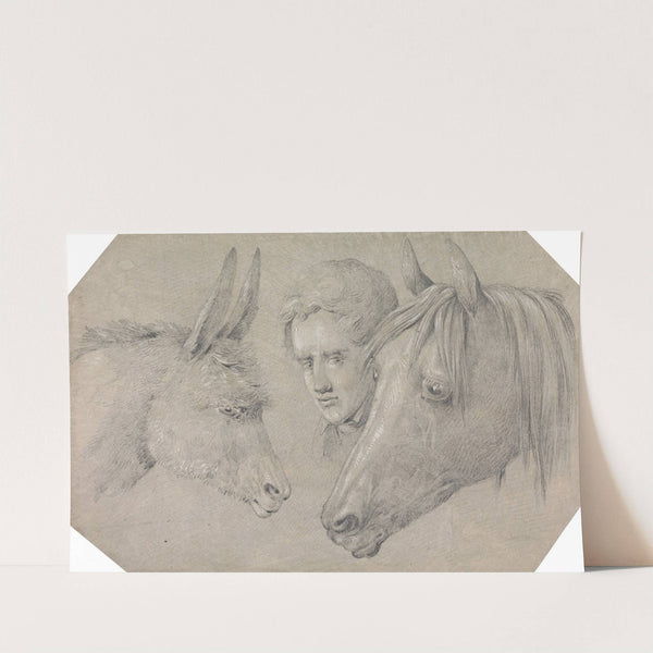 Head of a Stable Lad, Looking Between the Heads of a Horse, on His Left, and a Donkey, on His Right by Henry Thomas Alken
