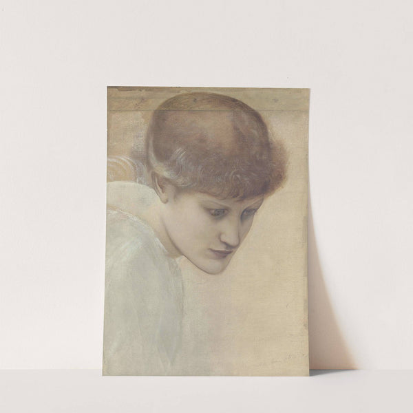 Head study of Dorothy Dene looking downwards, for &#8216;The Golden Stairs&#8217; by Sir Edward Coley Burne-Jones