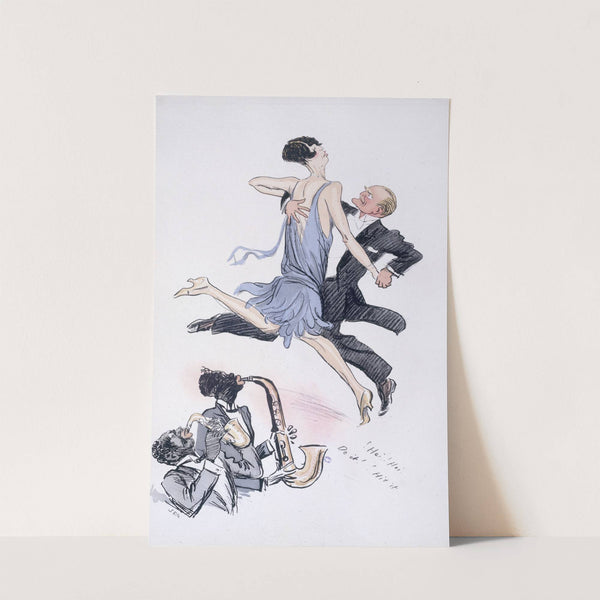 Hei Hei, Do it, Hit it!; couple dansant au son de deux saxos (1927) by Georges Goursat (Sem)