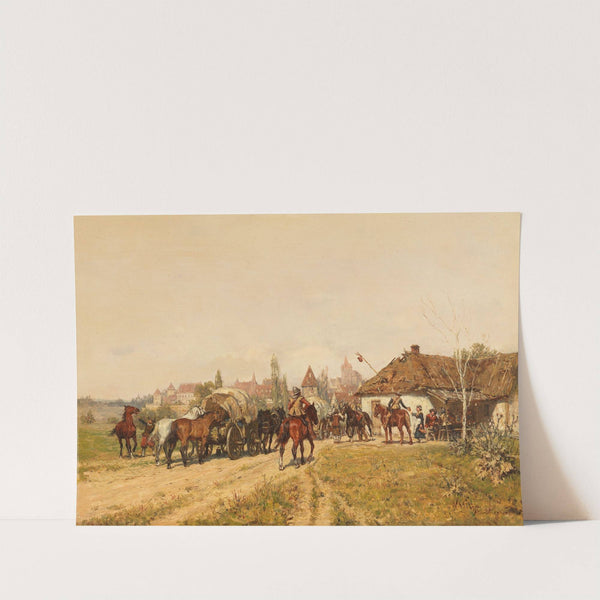 Heimkehrende Truppen vor den Toren der Stadt by Wilhelm Velten