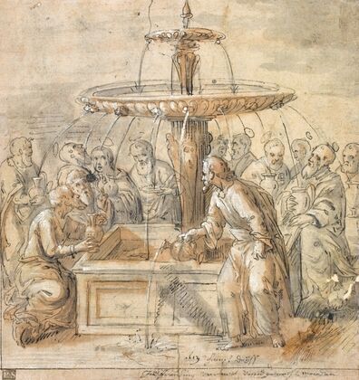 Helgener med krukker omkring fontæne (1500 – 1599)