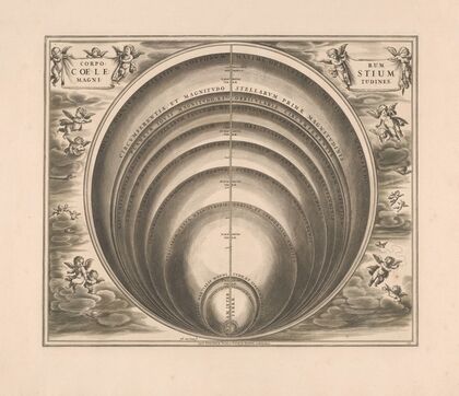 Hemelkaart waarop de grootte van verschillende sterren en planeten is te zien (1660-1708)