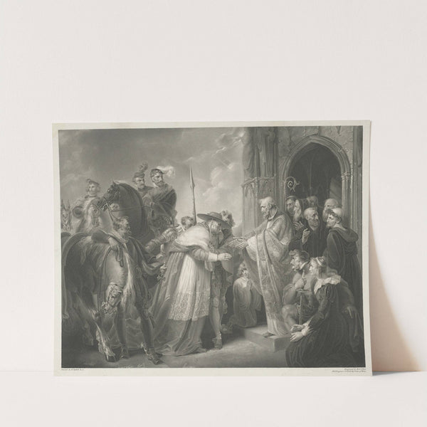 Henry VIII, Act IV, Scene II, Abbey of Leicester. Wolsey, Northumberland, and Attendants, Abbot of Leicester (1803) by Richard Westall