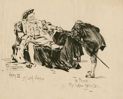 Henry VIII [played by] Mr. W.H. Vernon, the prince [played by] Miss Vera Beringer (1890)