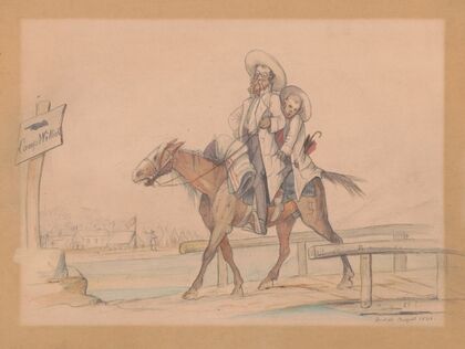 Henry Von Trebra & Louis V. Trebra arriving at Camp Morton, Indianapolis from their farm in Madison, Ill.