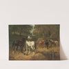Hens and horses by a stream by John Frederick Herring Jr.