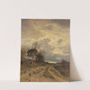 Herbstlandschaft am Abend mit heimkehrender Schafherde by Adolf Heinrich Lier