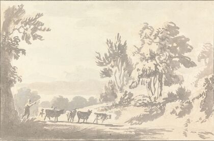 Herdsman driving Cattle