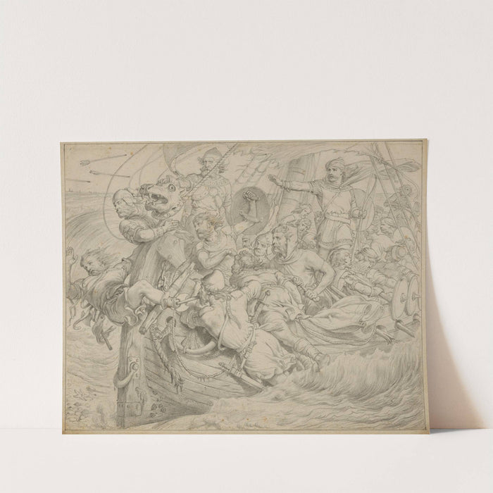 Hereward the Wake, Last of the English; Hereward rams his ship upon the Flemish coast. by Henry Courtney Selous