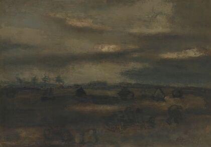 Herfstlandschap met aardappelrooiers (1938)