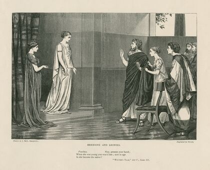 Hermione and Leontes, Paulina; Nay, present your hand, Winter’s tale, act V, scene III