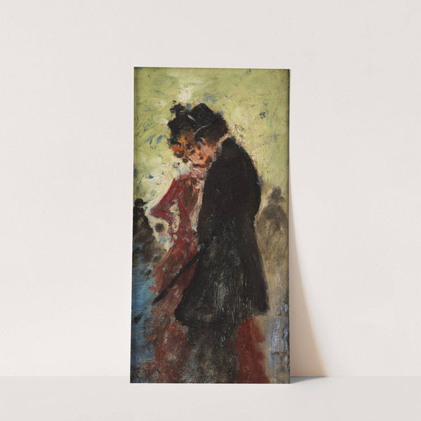 Herr im Zylinder mit Dame in rotem Kleid by Pietro Scoppetta