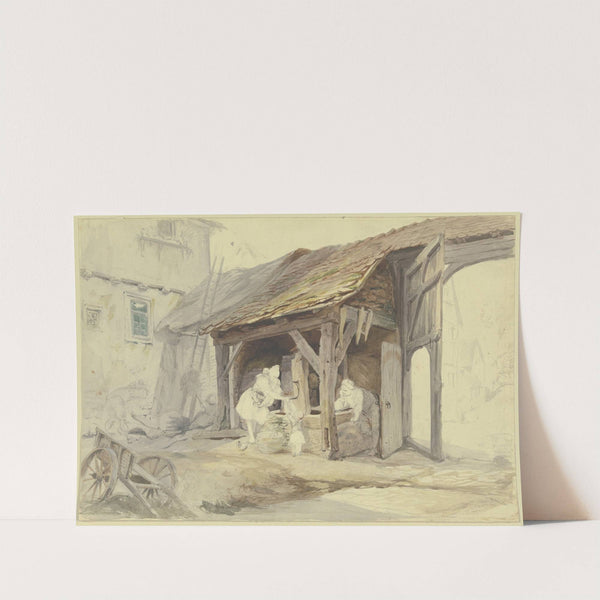 Hessischer Bauernhof mit Brunnenhaus by Carl Engel