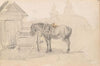 Hest og kjerre ved Leksand kirke (1852)