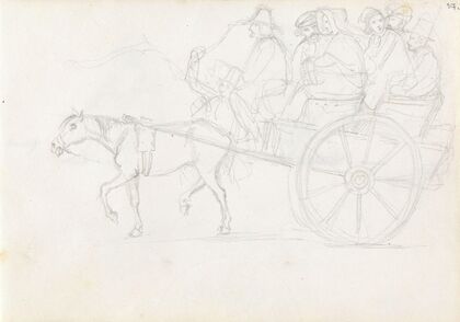 Hest og vogn med passasjerer (1842)