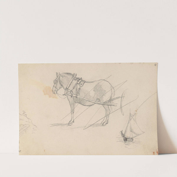 Hest; seilbåt by Hans Gude