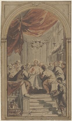 Het Heilig Avondmaal, voorgesteld in de opperzaal