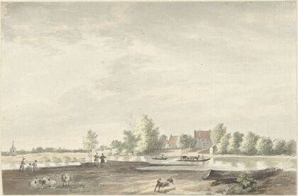 Het veerhuis aan de Lek bij Schoonhoven