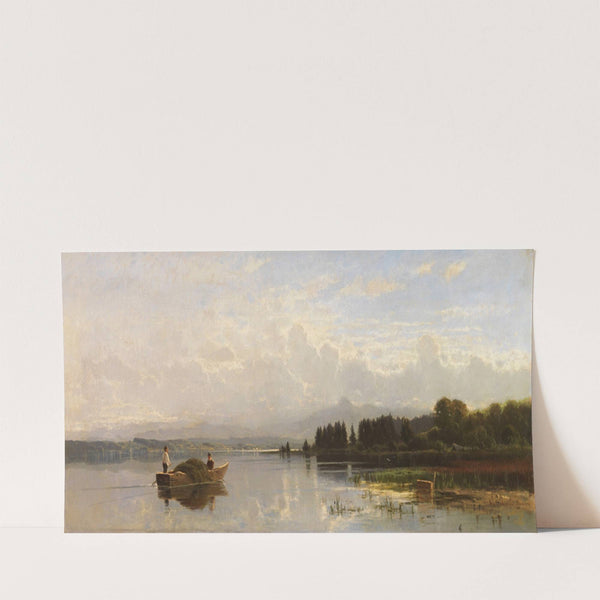 Heuboot bei der Überfahrt (wohl oberbayerischer See) (1880) by Richard Von Poschinger