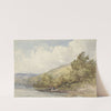 Heuvellandschap met een meer en een boot met twee figuren by William Callow