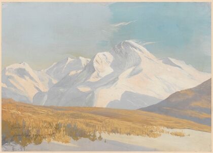 High mountain massif in snow (1899)