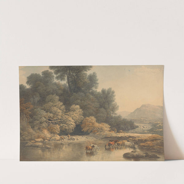 Hilly Landscape with River and Cattle by John Glover