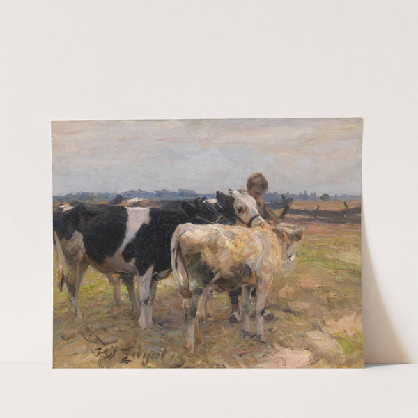 Hirte mit drei Jungrindern (1913) by Heinrich Von Zügel