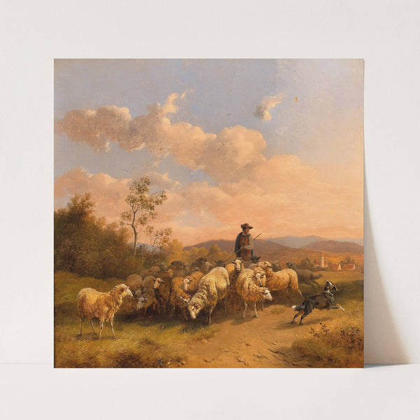 Hirte mit Schafherde by Wilhelm Melchior