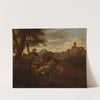 Hirten und Herde in südlicher Landschaft by Simon van der Does