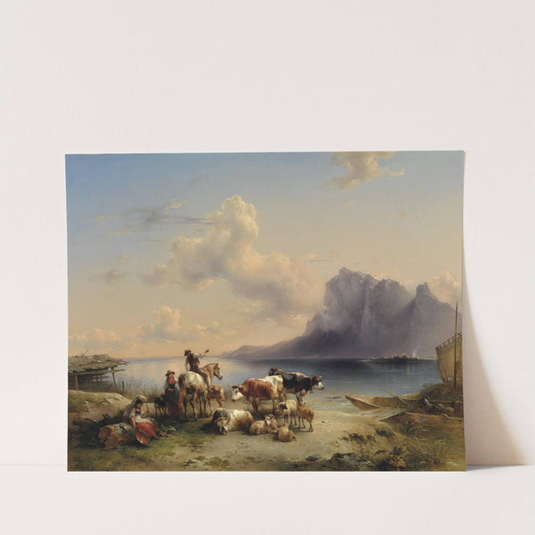 Hirten und Vieh am Attersee (1852) by Friedrich August Matthias Gauermann
