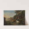 Hirtenfamilie mit lagernder Herde in südlicher Landschaft (ca 1672) by Johann Heinrich Roos