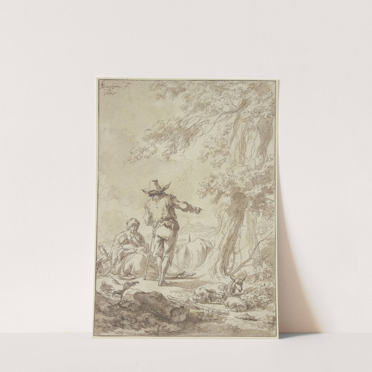 Hirtenfamilie unter einem Baume ruhend by Nicolaes Pietersz. Berchem