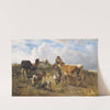 Hirtenidyll auf sommerlicher Weide mit Kühen und Ziegen by Anton Braith