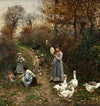 Hirtenmädchen am Waldrand beim Entfachen eines Feuers (1880)