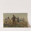 Histoire du blé; Moissonneurs aiguisant leurs faux (1879) by Paul Albert Baudouin