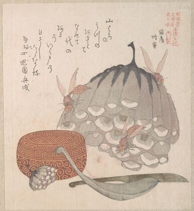 Hives with Wasps, and a Box with a Spoon for Honey