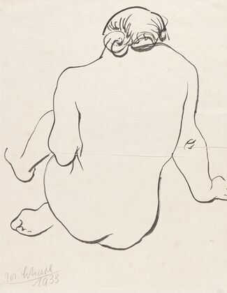 Hockender weiblicher Rückenakt nach rechts (1933)