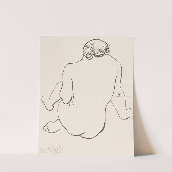 Hockender weiblicher Rückenakt nach rechts (1933) by Josef Scharl