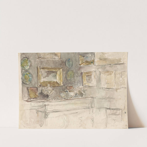 Hoek van een kamer met schilderijen aan de muur (1852 - 1902) by David Oyens