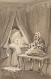 Hogarth After His Wife had Put on a New Night Shirt, Ties up Her Things to Send to Sir James Thornhill with a Letter…