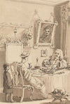 Hogarth Drinking the First Glass of Wine with His Wife – Their Dogs Keeping Respectful Distances