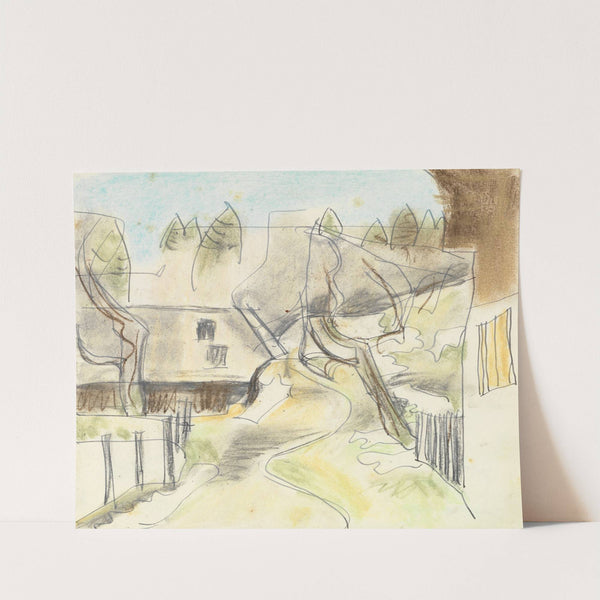 Höll; Vor dem Haus im Winter (Straße) by August Babberger