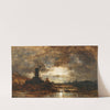 Holländische Flusslandschaft mit Mühle bei Mondschein (1855) by Eduard Schleich The Elder