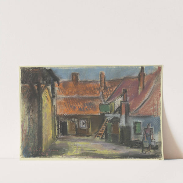 Holländischer Bauernhof mit Wasserträgerin by Wilhelm Gutmann