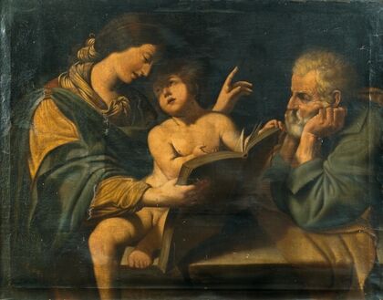 Holy Family with the Madonna teaching the Christ Child to read