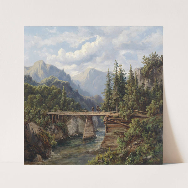 Holzbrücke über einem Gebirgsbach by Edmund Höd