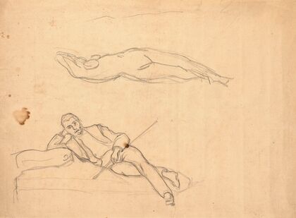 Homme à demi-couché sur un sopha